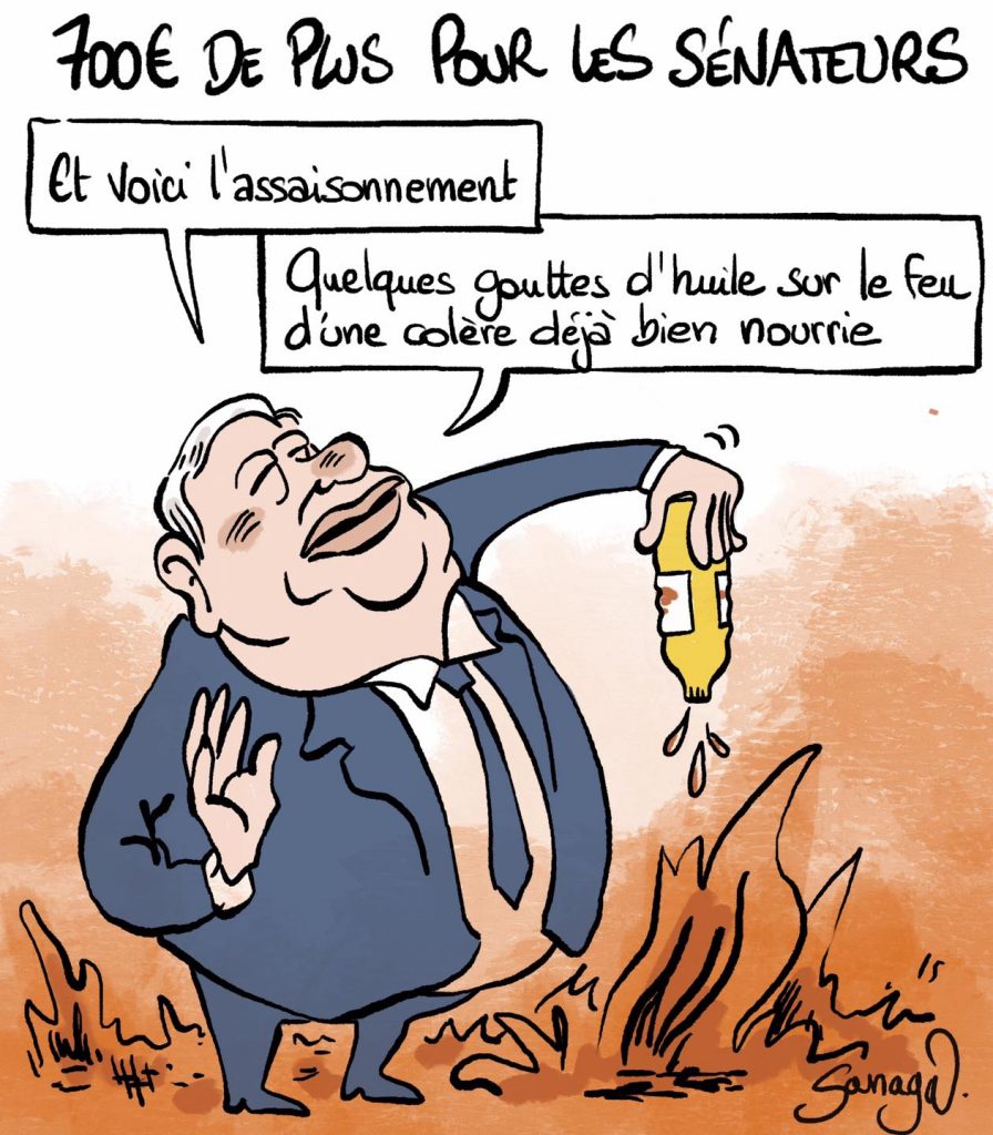 dessin presse humour Gérard Larcher image drôle augmentation frais mandat