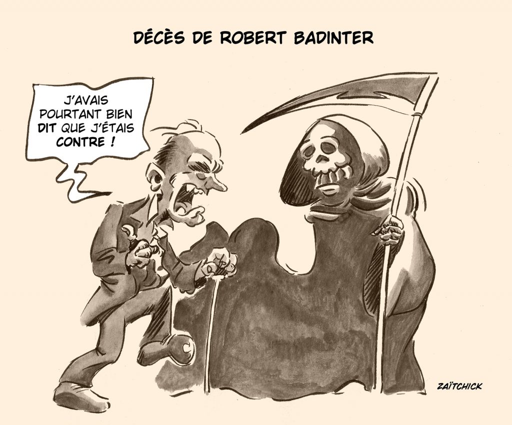 dessin presse humour décès image drôle Robert Badinter