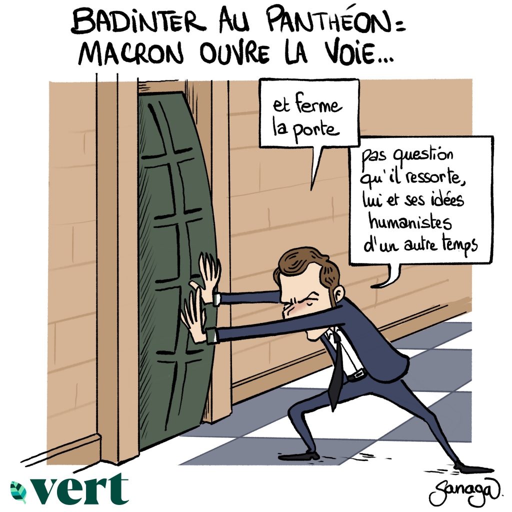dessin presse humour Emmanuel Macron image drôle Robert Badinter Panthéon