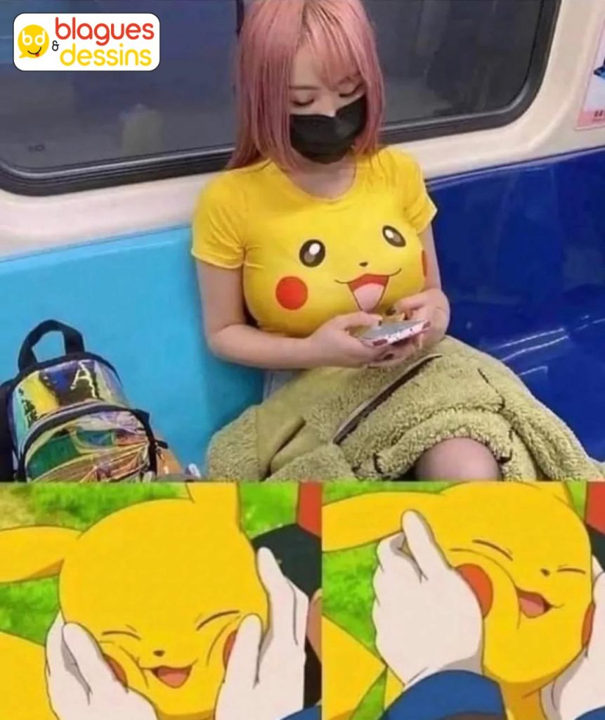 dessin humour tee-shirt Pikachu image drôle gros seins