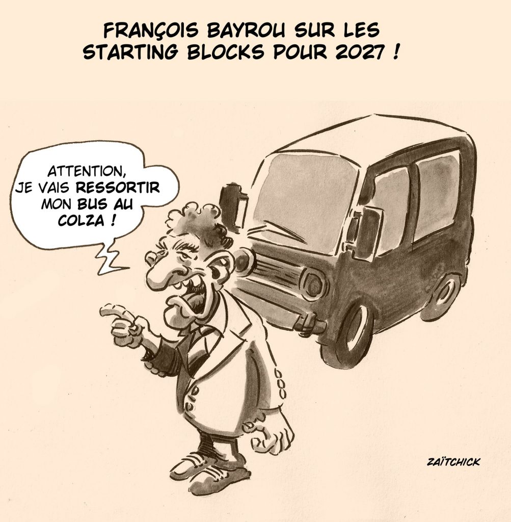 dessin presse humour préparation François Bayrou image drôle élection présidentielle 2027