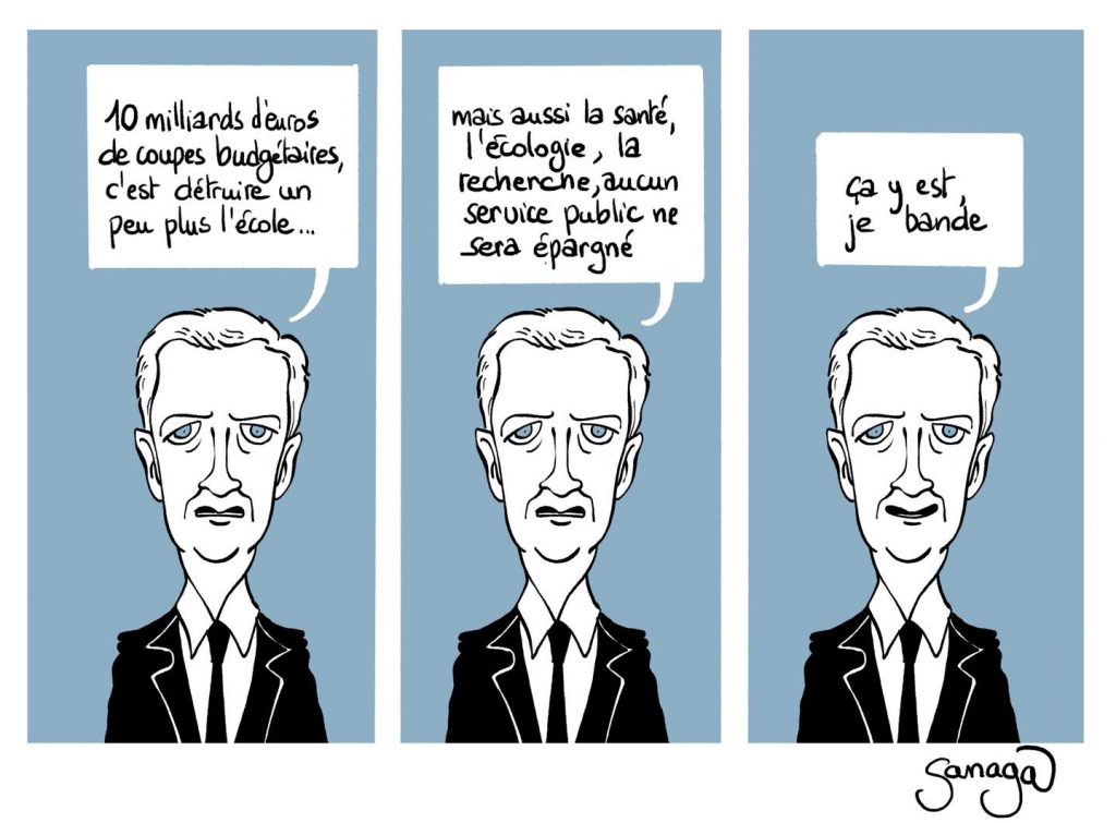 dessin presse humour Bruno Le Maire image drôle destruction service public