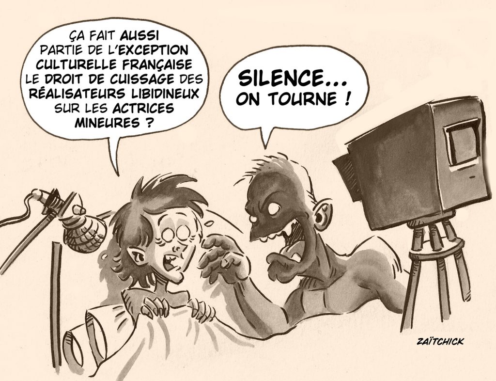 dessin presse humour exception culturelle française image drôle affaire Benoît Jacquot