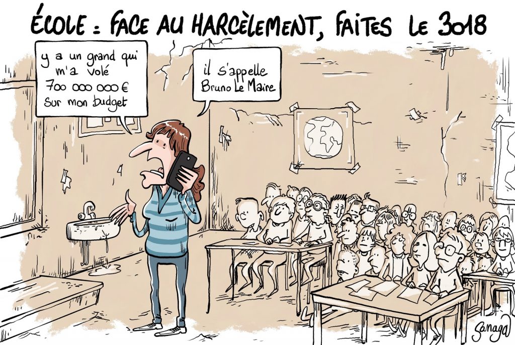 dessin presse humour Bruno Le Maire image drôle diminution budget Éducation Nationale