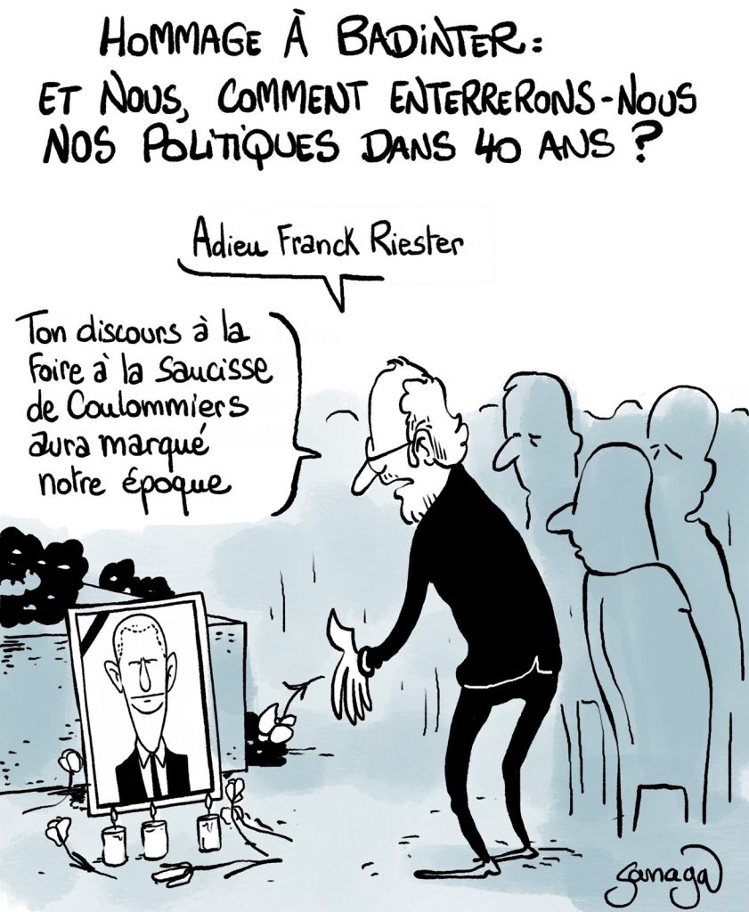 dessin presse humour hommage Robert Badinter image drôle futur politique