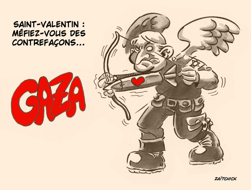 dessin presse humour Saint-Valentin image drôle conflit Gaza