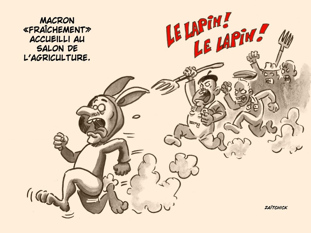 dessin presse humour accueil Emmanuel Macron image drôle Salon Agriculture