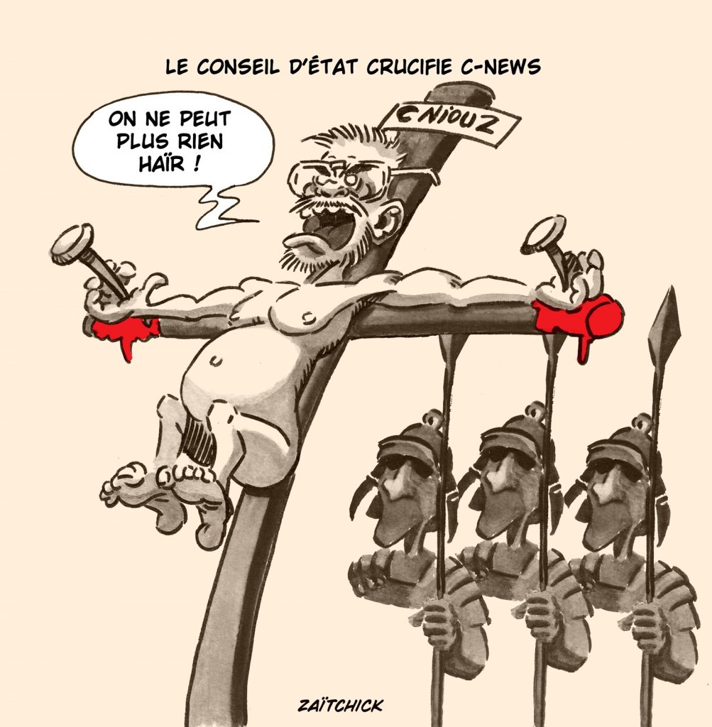 dessin presse humour Pascal Praud image drôle décision Conseil d’État Cnews