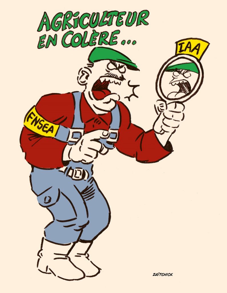 dessin presse humour colère agriculteurs image drôle FNSEA IAA