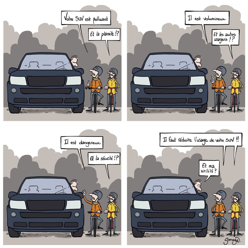 dessin presse humour virilité image drôle SUV