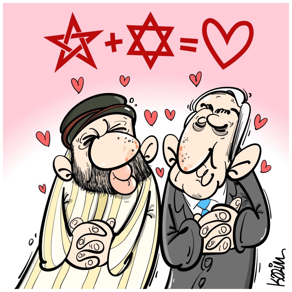 dessin presse humour Benyamin Netanyahou Mohammed VI image drôle rapprochement Maroc Israël