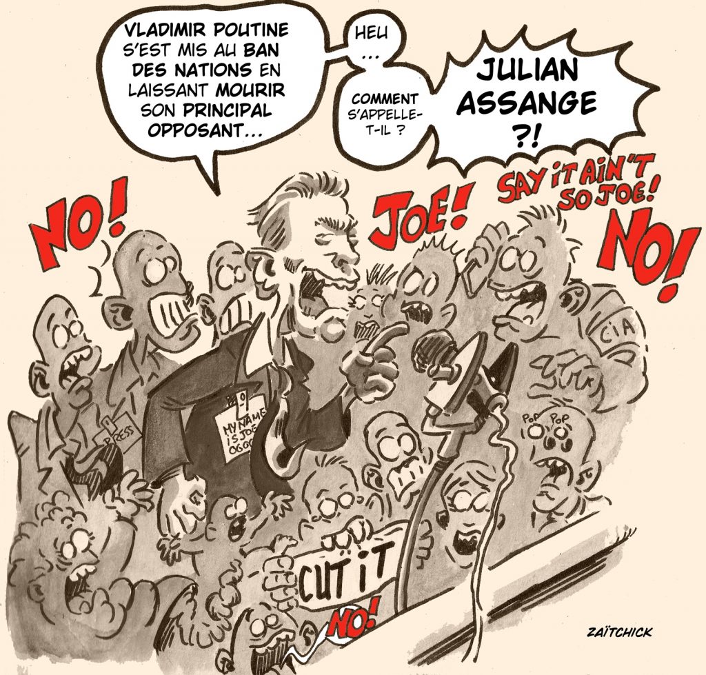 dessin presse humour Joe Biden hommage image drôle opposant Alexeï Navalny