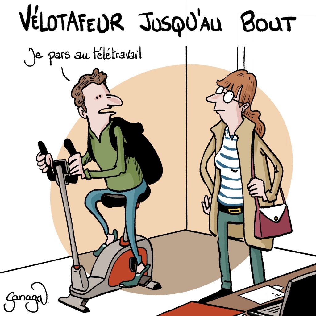 dessin presse humour vélotafeur image drôle télétravail