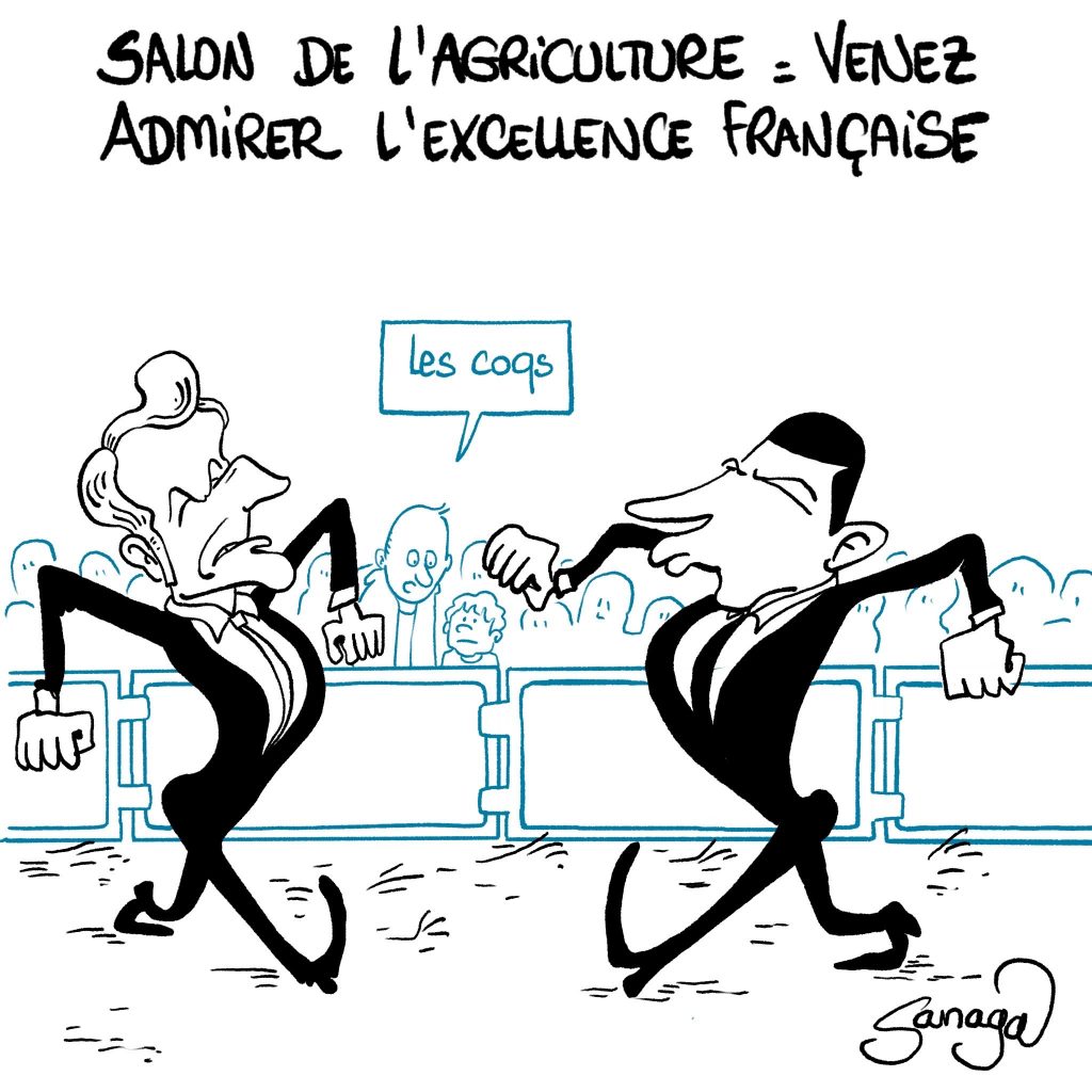 dessin presse humour salon agriculture image drôle Emmanuel Macron Jordan Bardella
