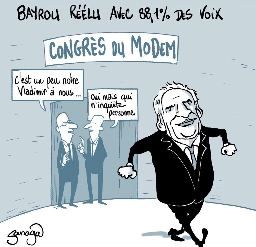 dessin presse humour réélection François Bayrou image drôle Vladimir Poutine