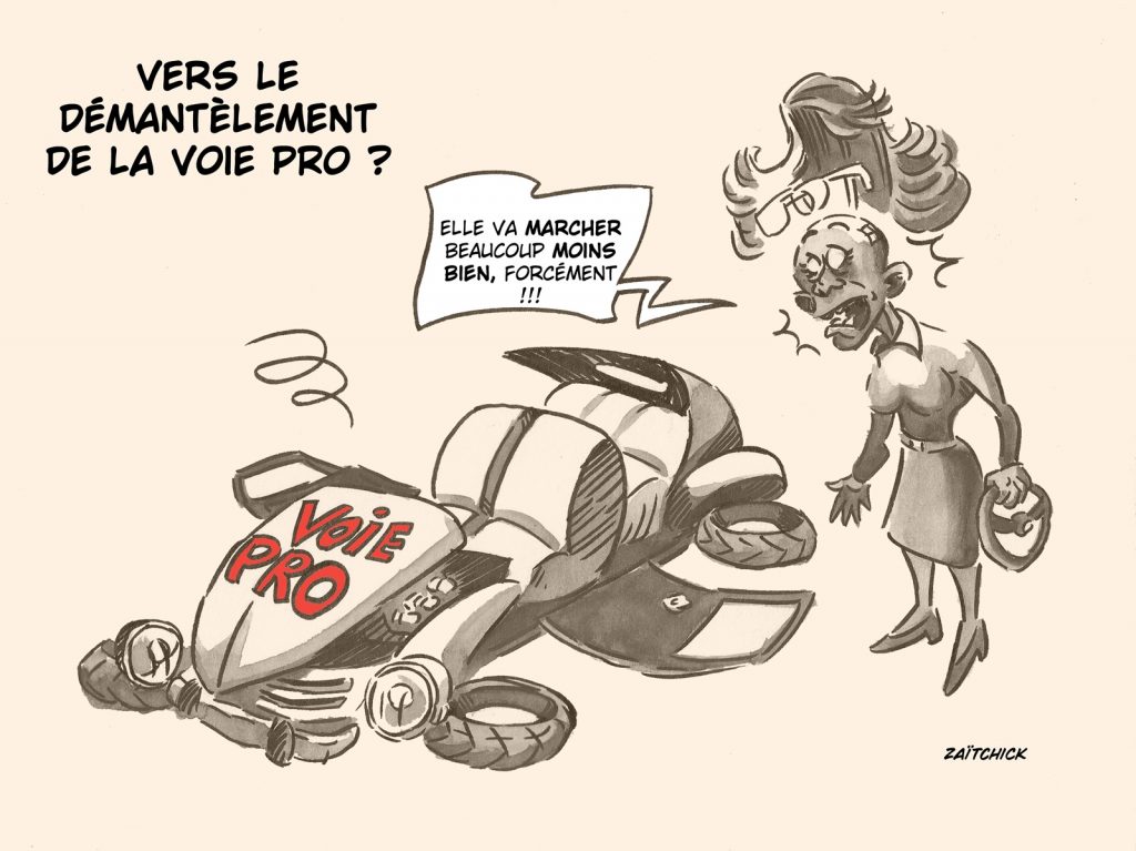 dessin presse humour Nicole Belloubet image drôle démantèlement enseignement professionnel