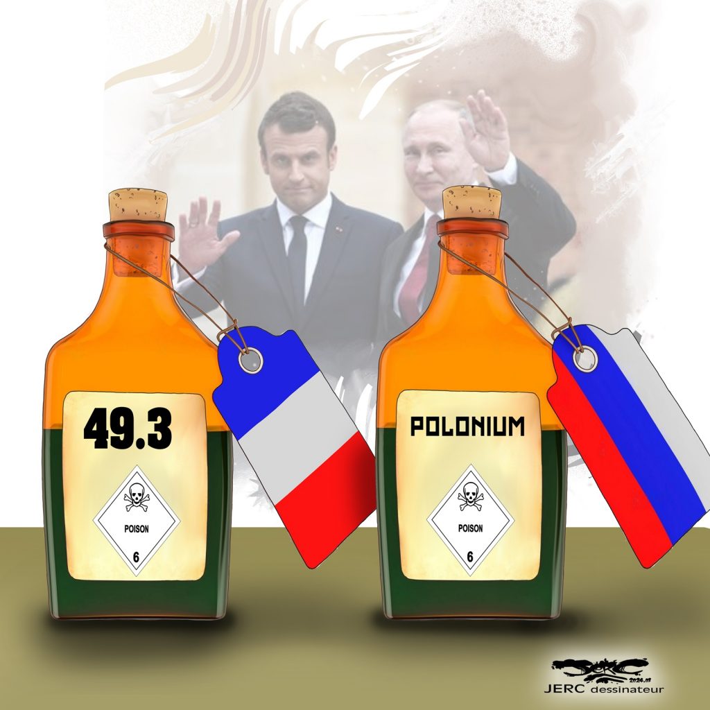 dessin presse humour Emmanuel Macron image drôle Vladimir Poutine