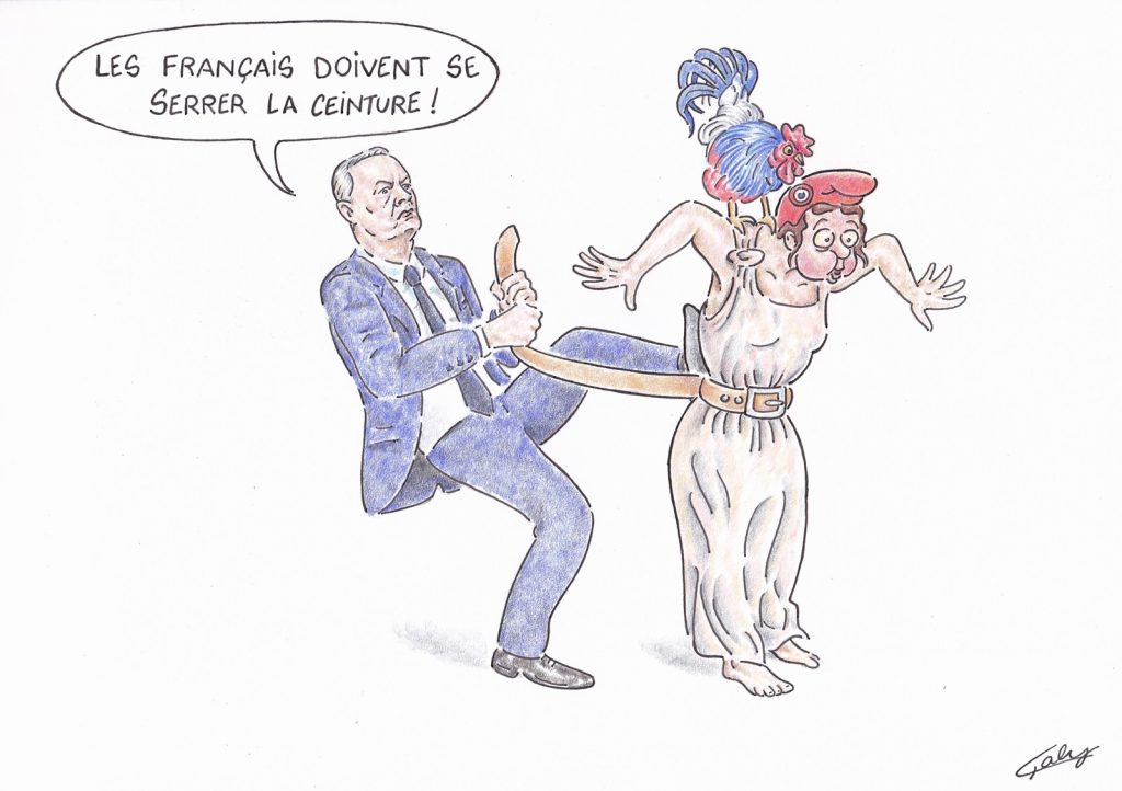 dessin presse humour Bruno Le Maire image drôle français serrer ceinture