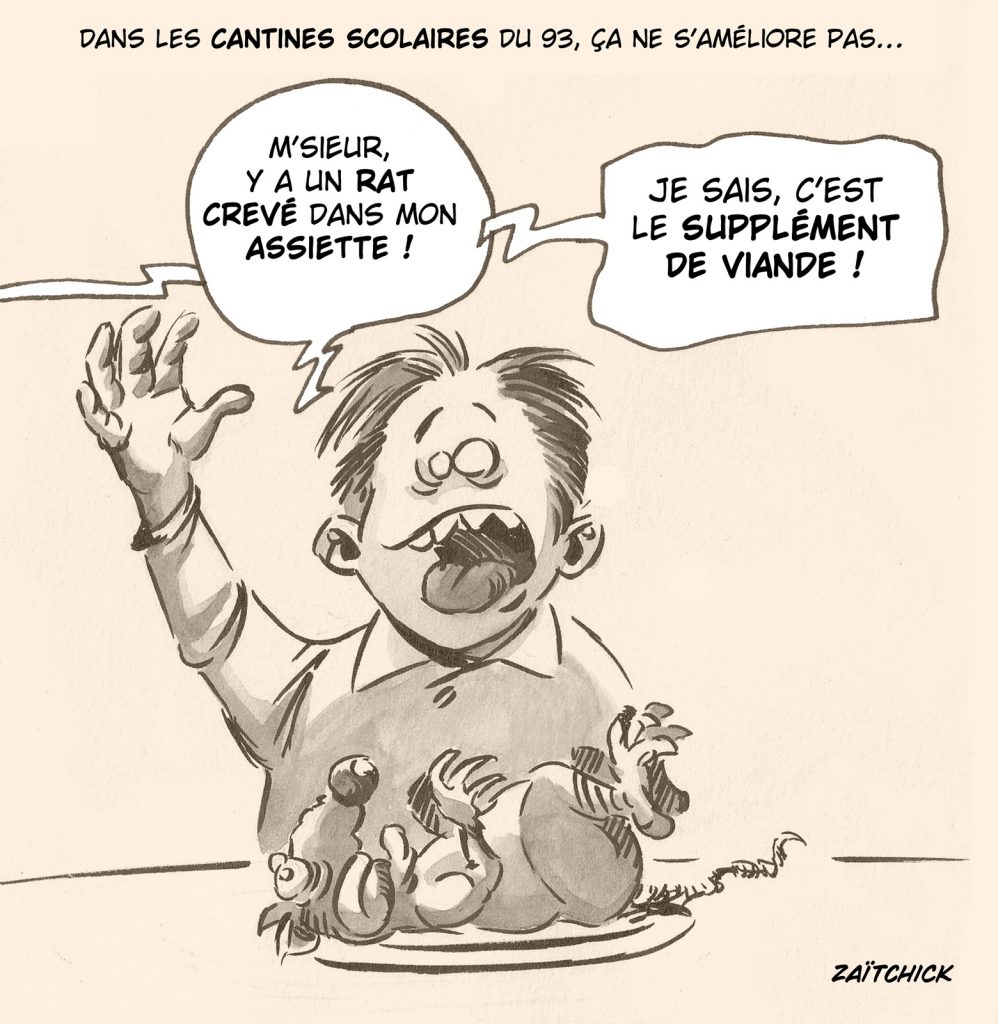 dessin presse humour cantine scolaire image drôle rats Seine-Saint-Denis
