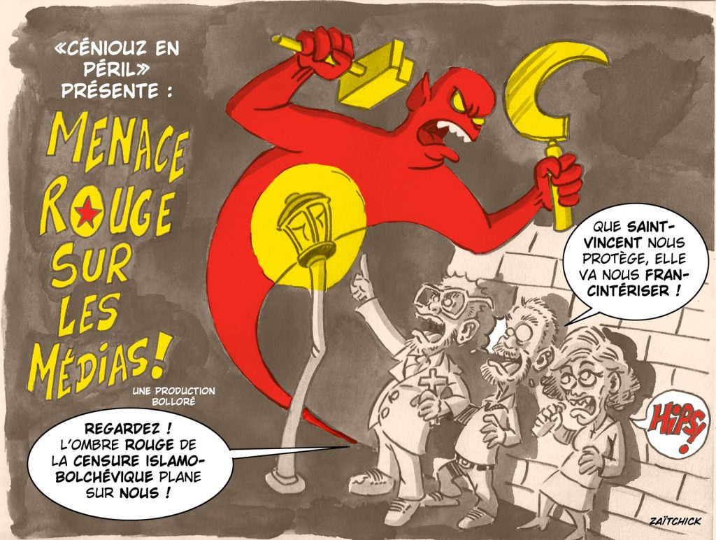 dessin presse humour Pascal Praud Éric Naulleau Élisabeth Lévy image drôle décision Conseil d’État Cnews