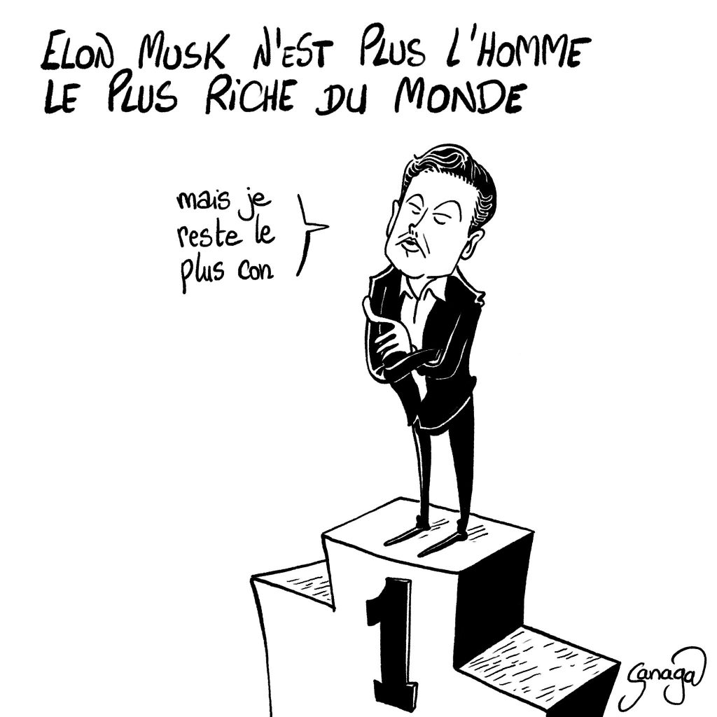 dessin presse humour Elon Musk image drôle richesse connerie