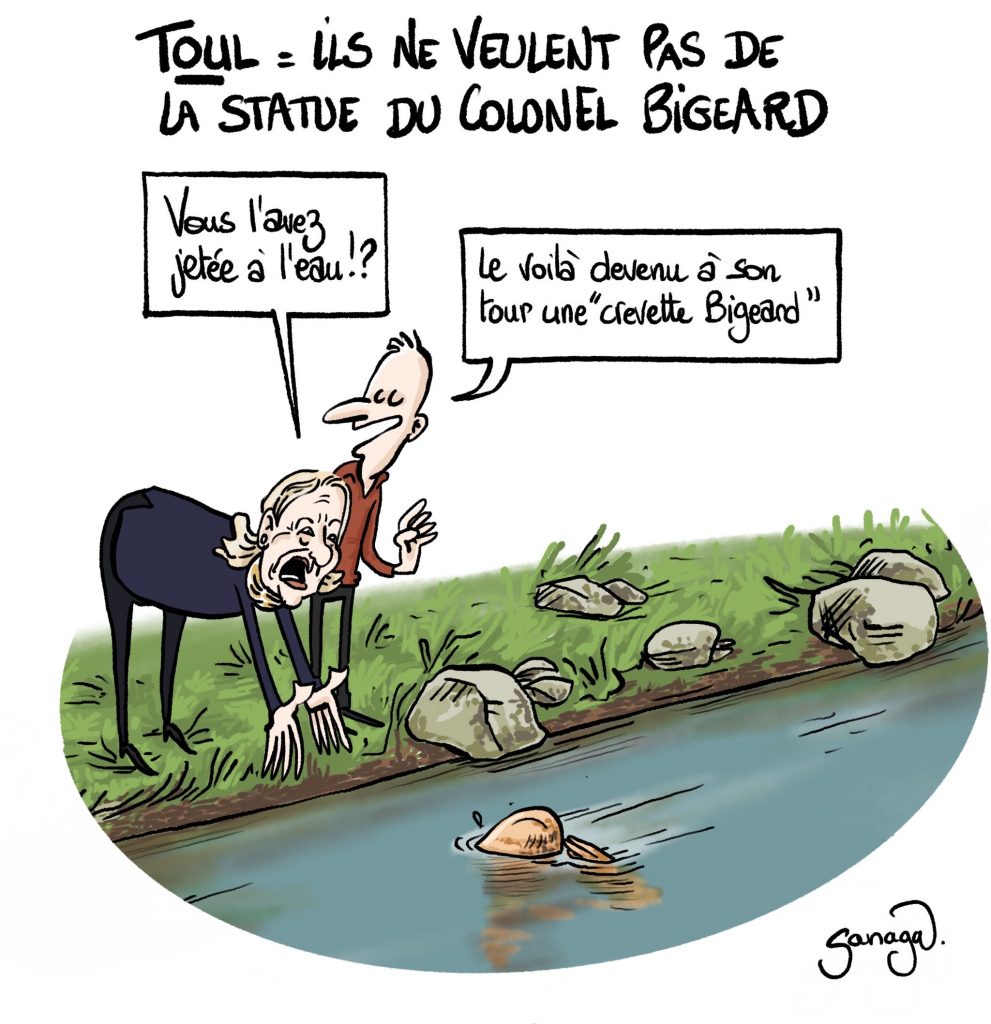 dessin presse humour polémique statue image drôle général Bigeard Toul