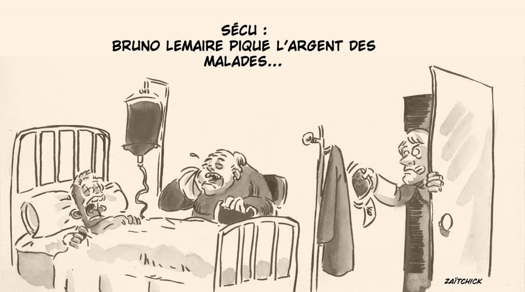 dessin presse humour Bruno Le Maire image drôle argent malades