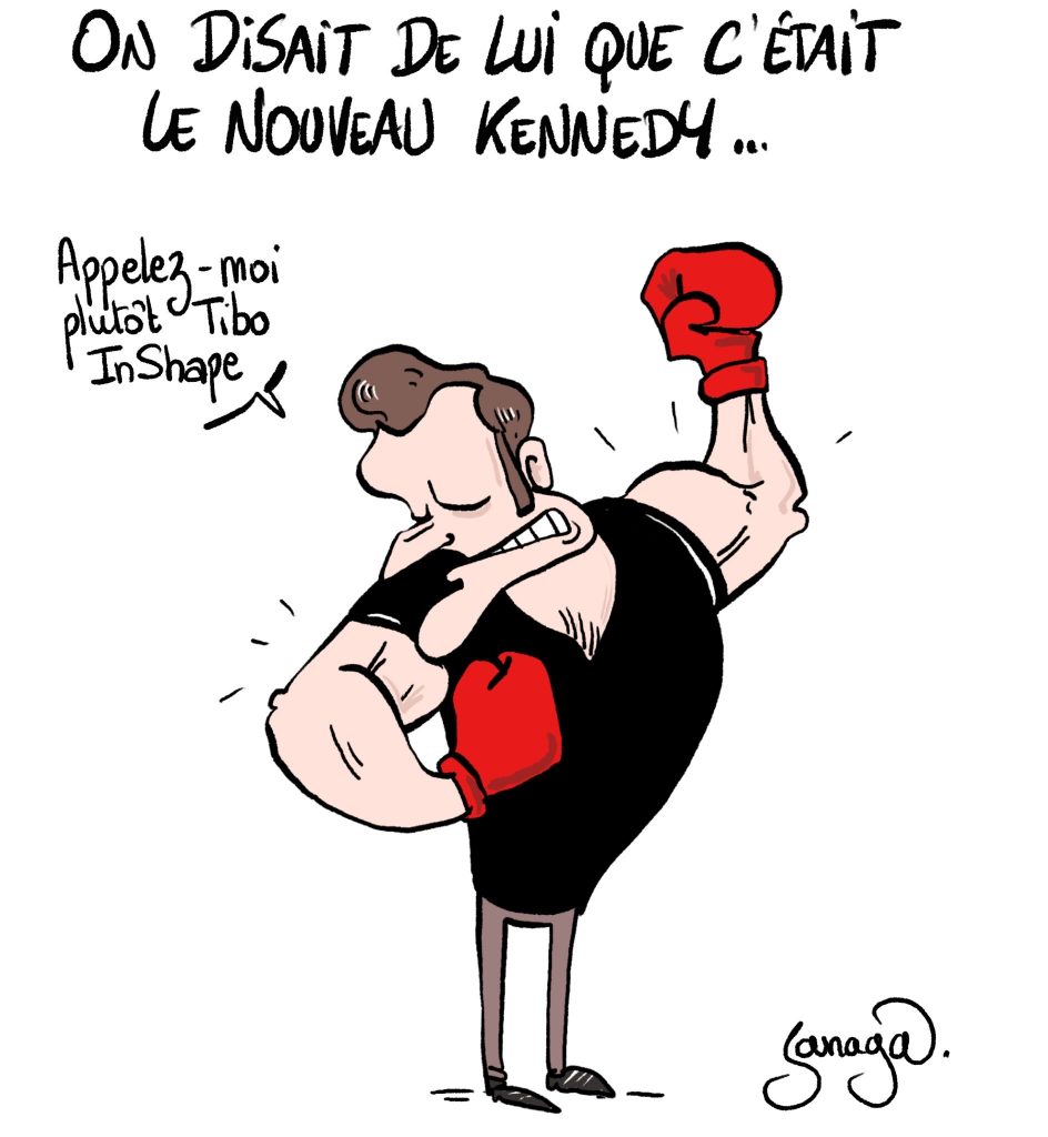 dessin presse humour Emmanuel Macron image drôle photo biceps boxeur