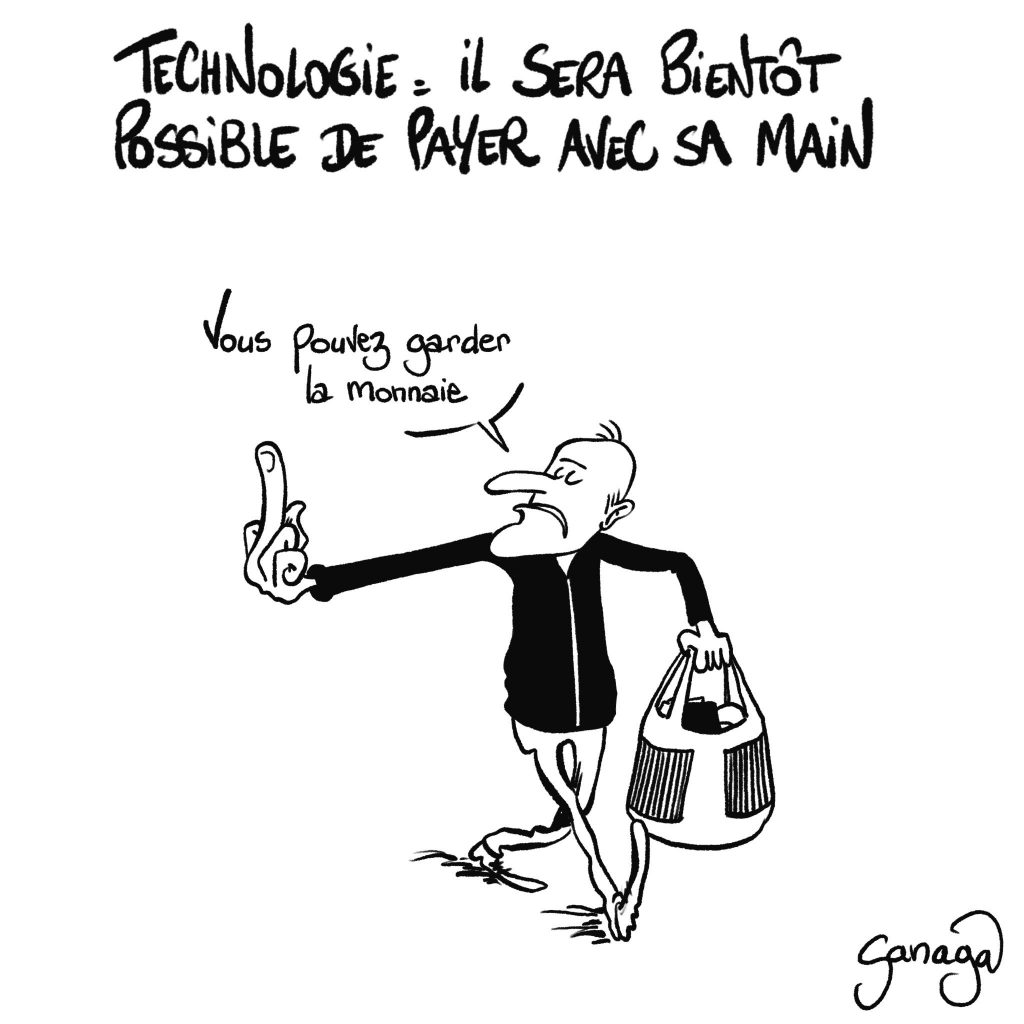 dessin presse humour technologie paiement image drôle main