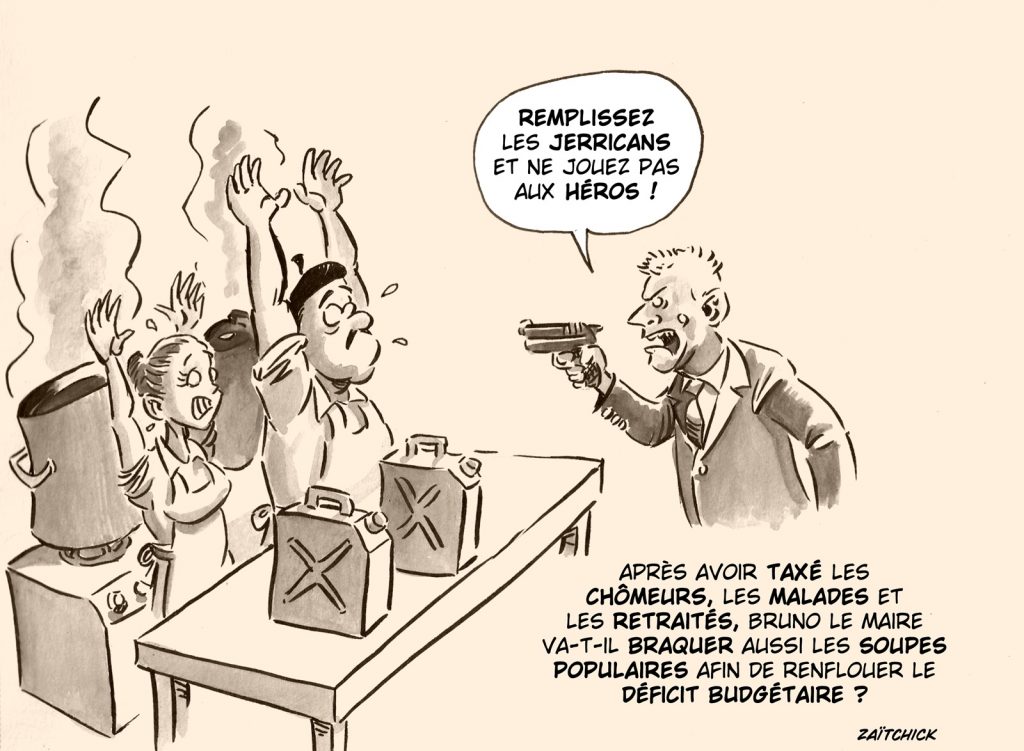 dessin presse humour Bruno Le Maire image drôle renflouement déficit budgétaire