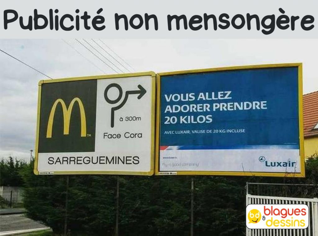dessin humour panneau publicitaire image drôle McDonald’s malbouffe