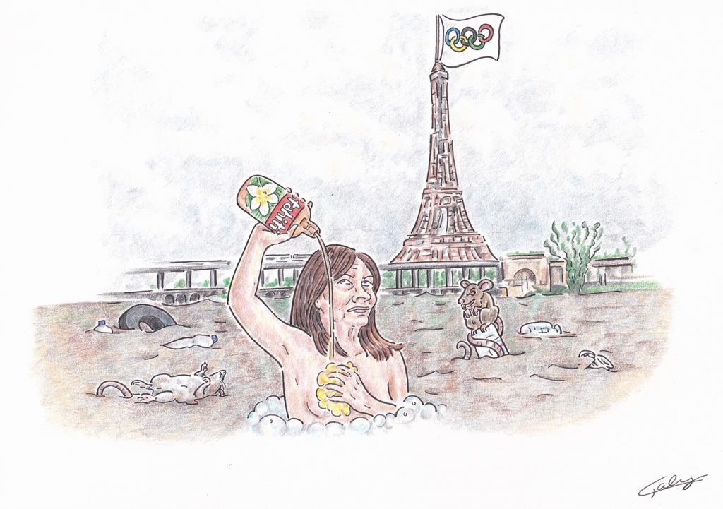 dessin presse humour Anne Hidalgo image drôle pollution de la Seine