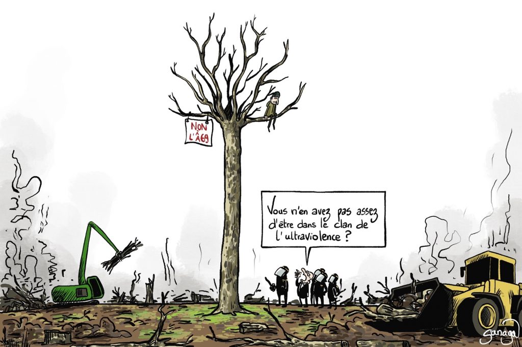 dessin presse humour écureuils contre A69 image drôle écologie ultraviolence