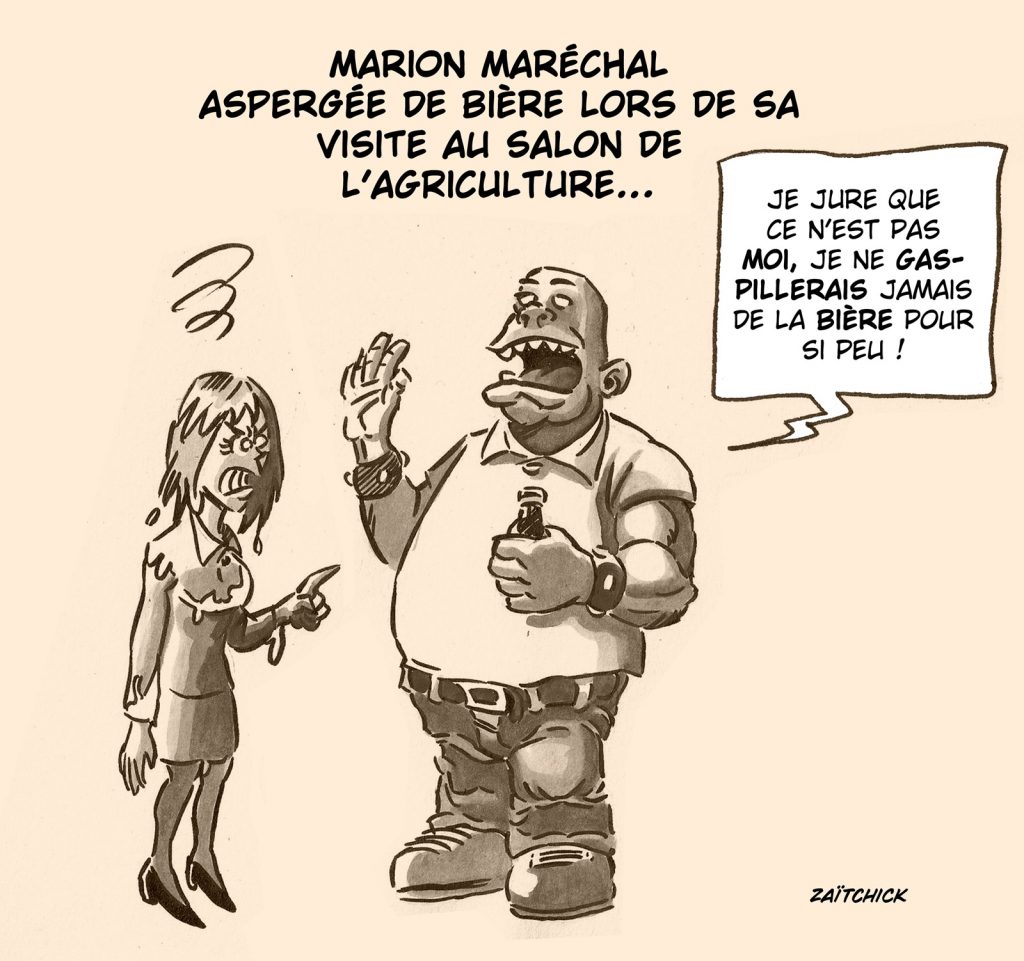 dessin presse humour Marion Maréchal bière image drôle Salon Agriculture