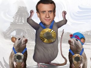 dessin presse humour Emmanuel Macron Jeux Olympiques image drôle Paris 2024 invasion rats