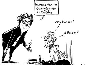 dessin presse humour Brigitte Fouré image drôle arrêté anti-mendicité Amiens