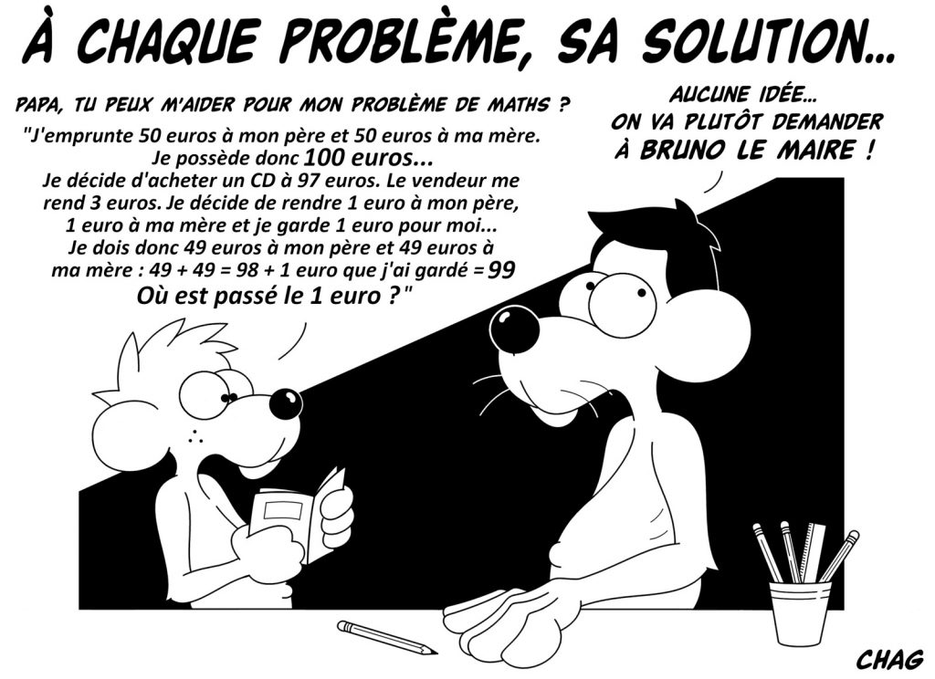 dessin humoristique problème mathématique image drôle déficit Bruno Le Maire