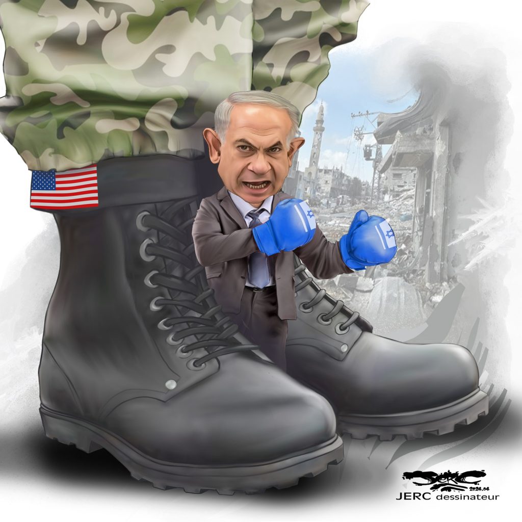 dessin presse humour Benyamin Netanyahou image drôle protection États-Unis