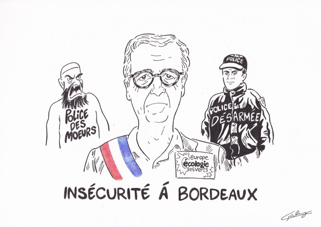 dessin presse humour Pierre Hurmic image drôle insécurité Bordeaux