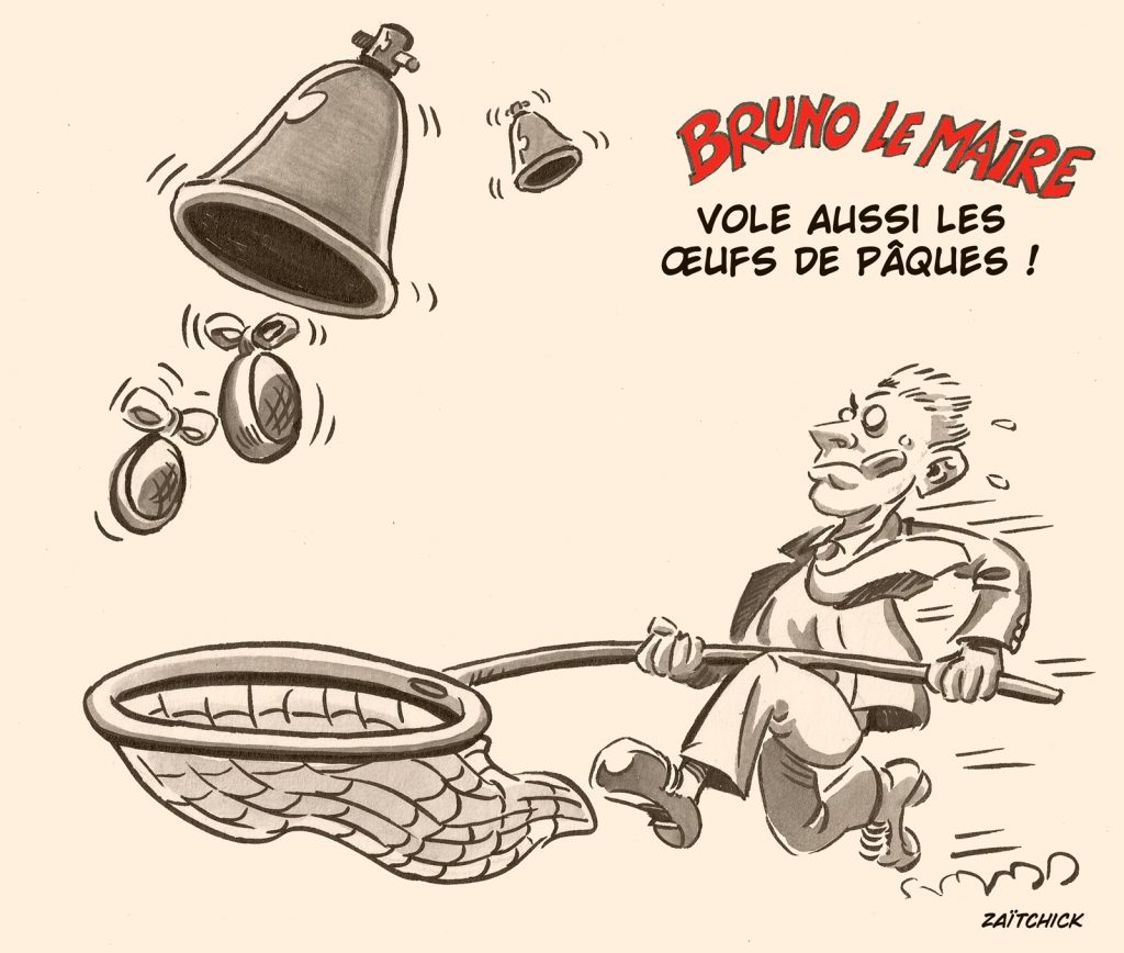 dessin presse humour Bruno Le Maire image drôle cloches Pâques