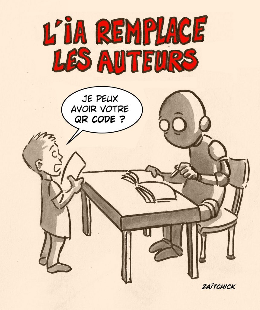 dessin presse humour Intelligence Artificielle image drôle remplacement auteurs