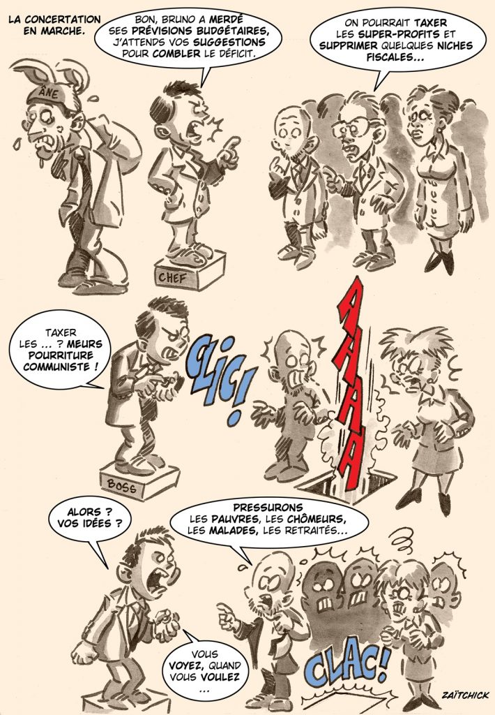 dessin presse humour Gabriel Attal image drôle déficit budgétaire France