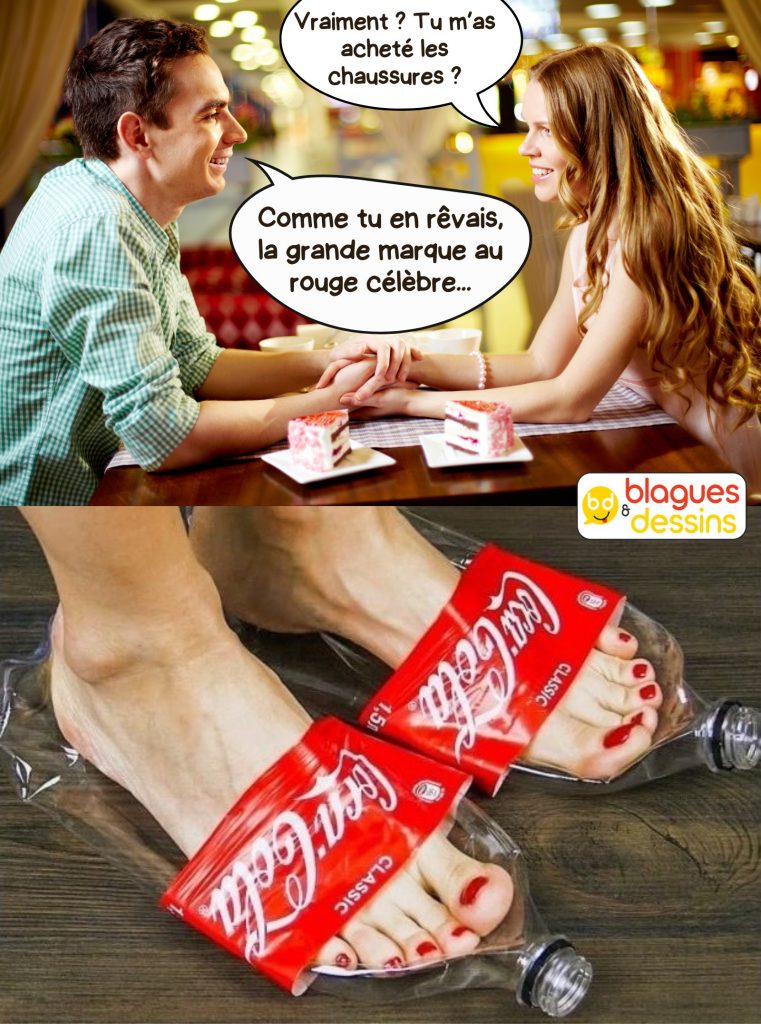 dessin humour chaussures Louboutin image drôle rouge Coca-Cola
