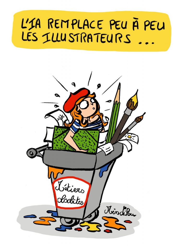 dessin presse humour remplacement illustrateur image drôle Intelligence Artificielle