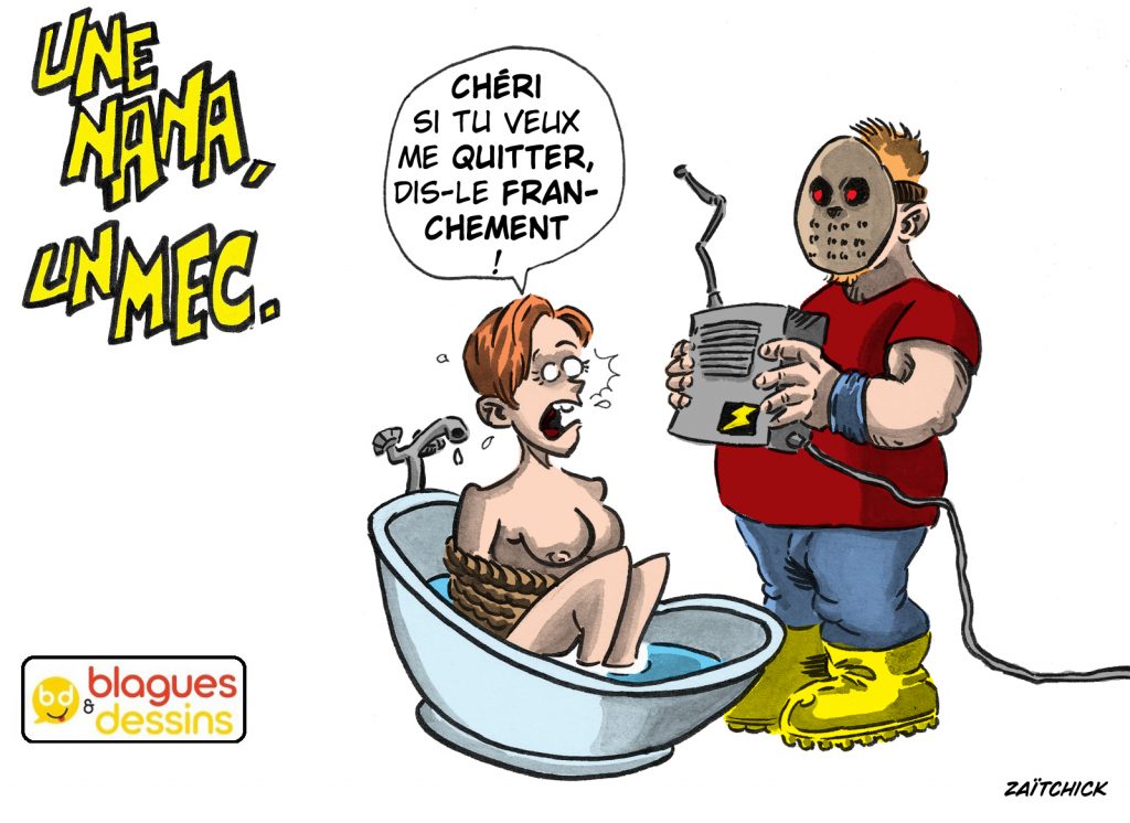 blague dessin humour mec nana homme femme séparation meurtre électrocution