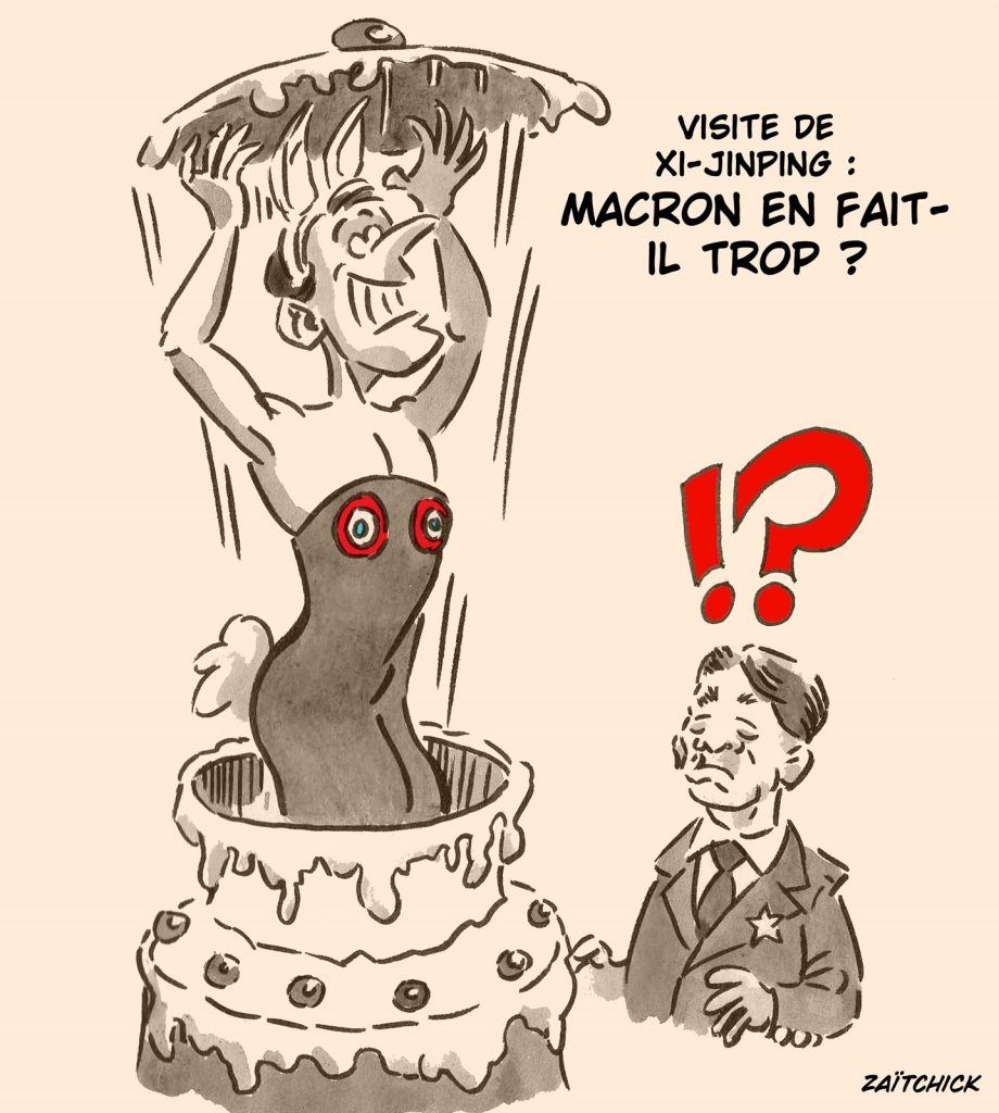 dessin presse humour Emmanuel Macron image drôle invitation Xi Jinping Hautes-Pyrénées