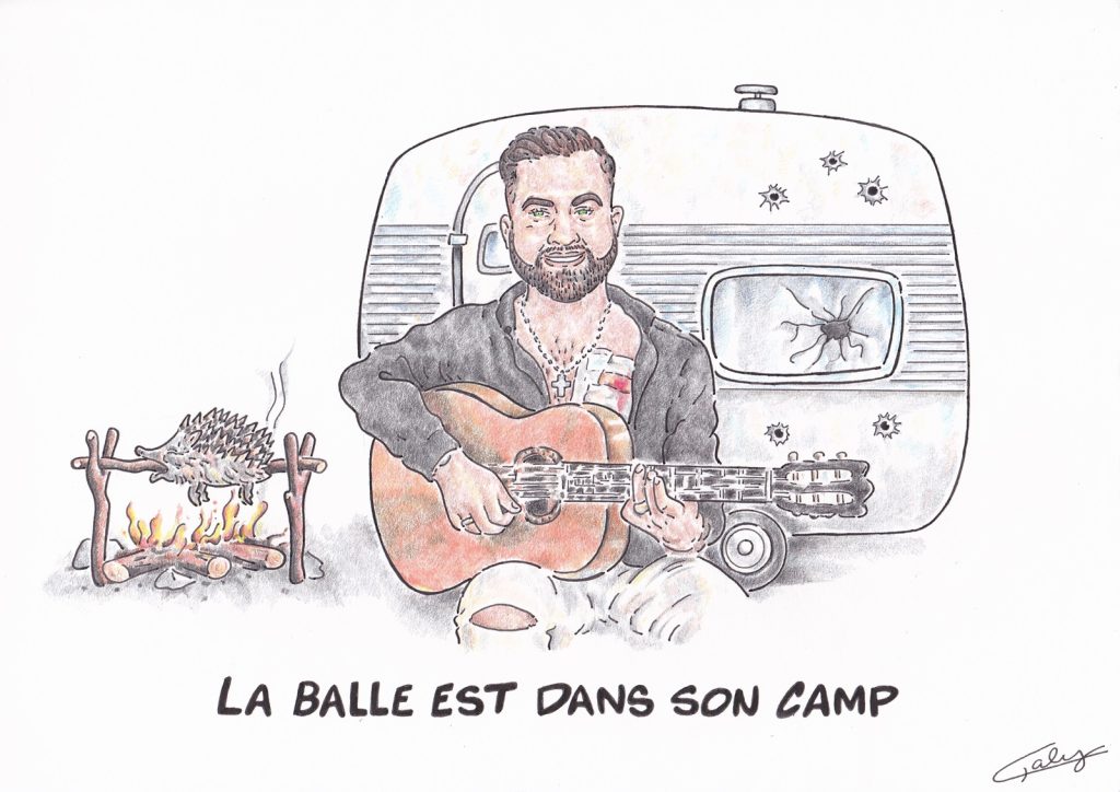 dessin presse humour blessure par balle image drôle Kendji Girac