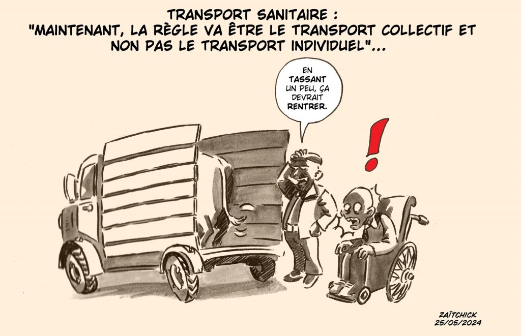 dessin presse humour transport sanitaire image drôle individuel collectif