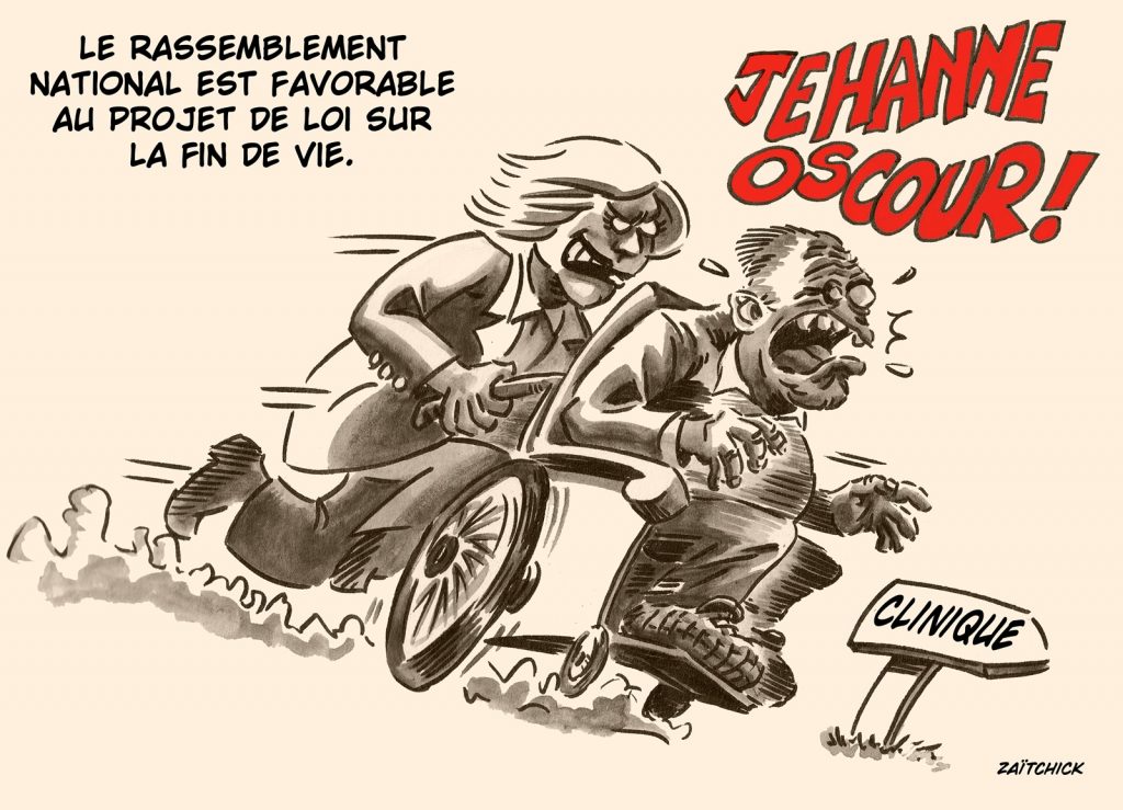 dessin presse humour Rassemblement National image drôle projet loi fin vie