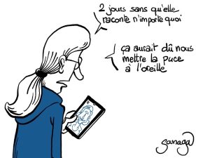 dessin presse humour piratage compte X image drôle Amélie Oudéa-Castéra